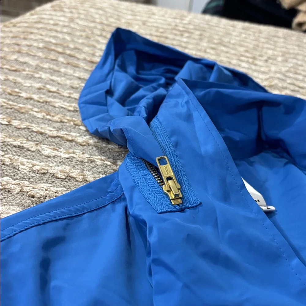 Ali Ro Jacket Blue Anorack Short Sleeve zip Lightweight‎ Hooded Jacket  Size 2
